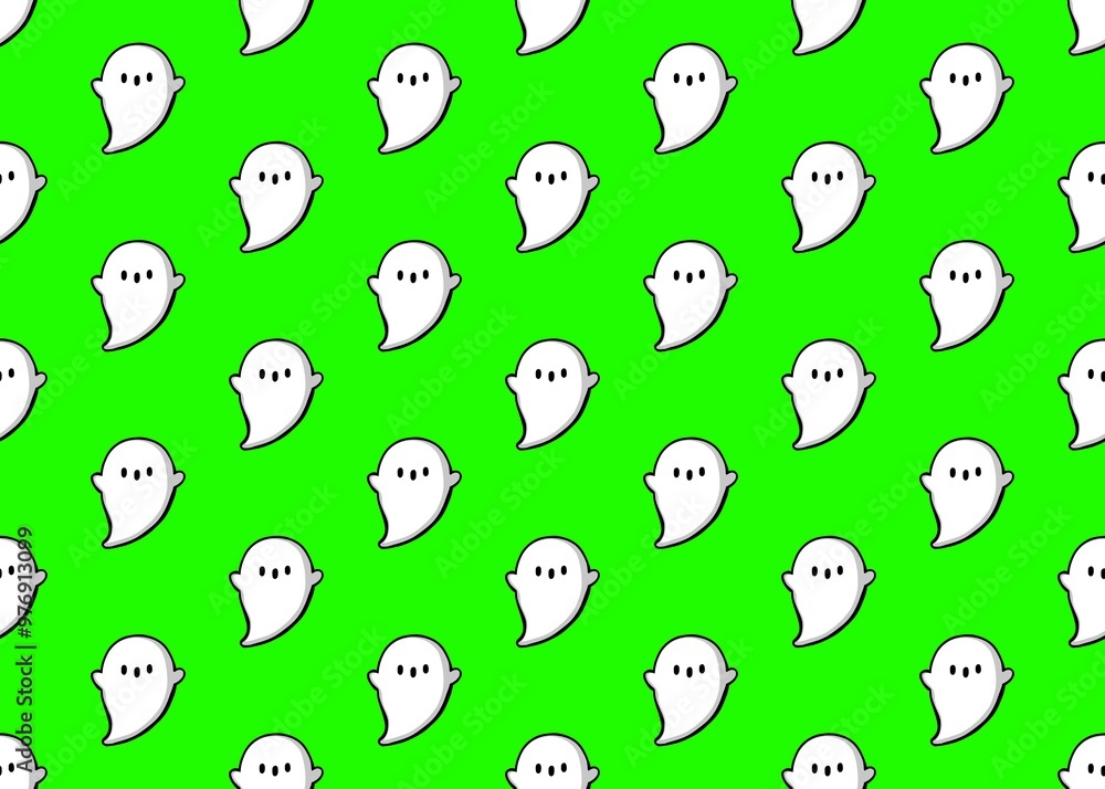 Seamless pattern with ghosts. Halloween pattern on a green background. White ghost pattern. Autumn mood. terribly. Boo Seamless pattern with ghosts. Halloween pattern on a green background. White ghost pattern. Autumn mood. terribly. Boo