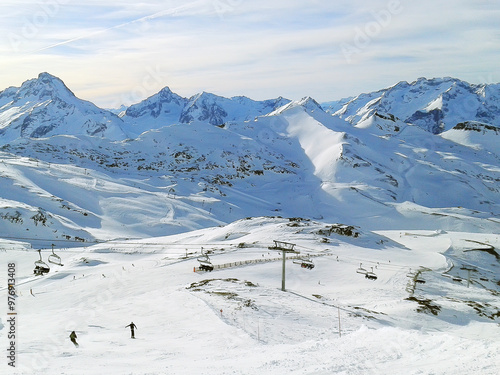 Wallpaper Mural ski resort slopes aerial view, France Torontodigital.ca