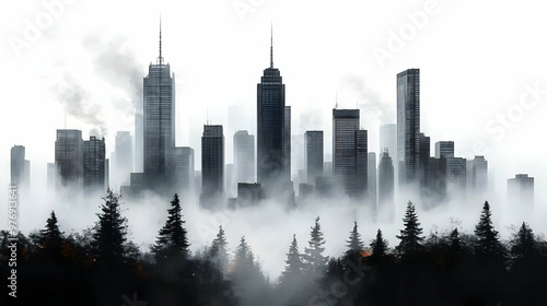 A cityscape shrouded in smo...
