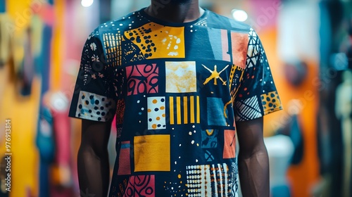 A community shirt showcasing the unity during a significant historical event, illustrated through abstract patterns and intertwined community symbols photo