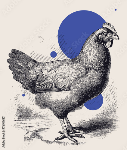 Vintage engraving of a chicken