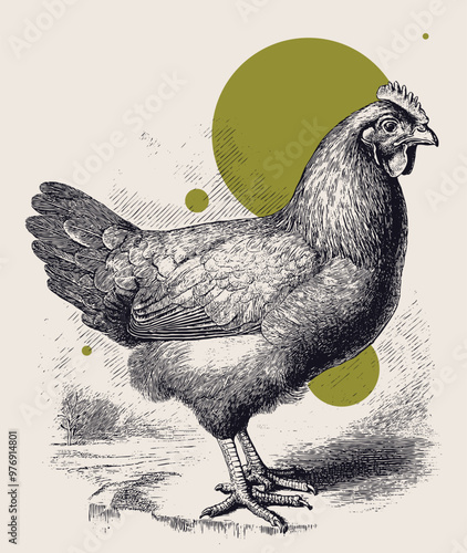 Vintage engraving of a chicken