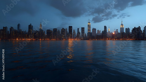 A cityscape with tall skysc...