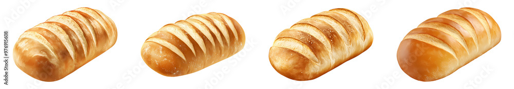 Loaf of bread with white stripes, set PNG
Loaf of bread with white stripes, set PNG