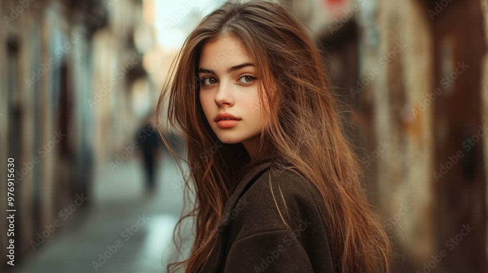 Beautiful Woman with Long Brown Hair Beautiful Woman with Long Brown Hair