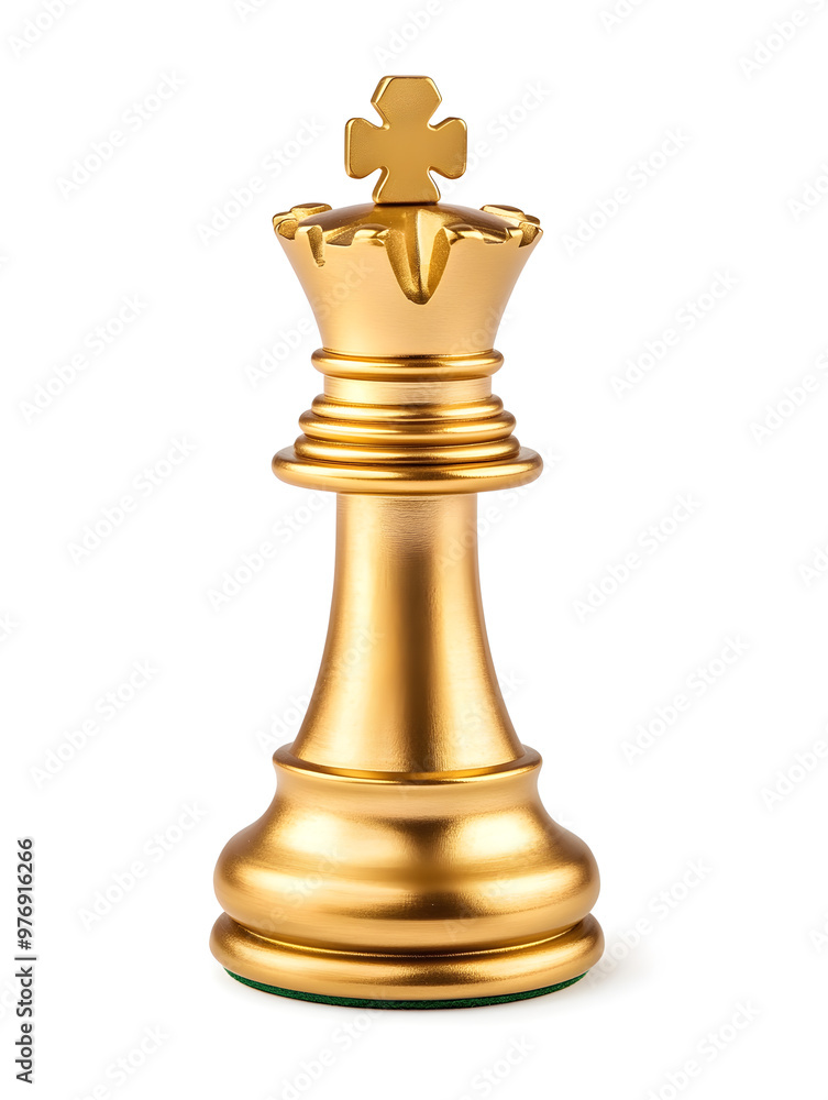 Golden chess king isolated on white background. Strategy planning and competition Golden chess king isolated on white background. Strategy planning and competition