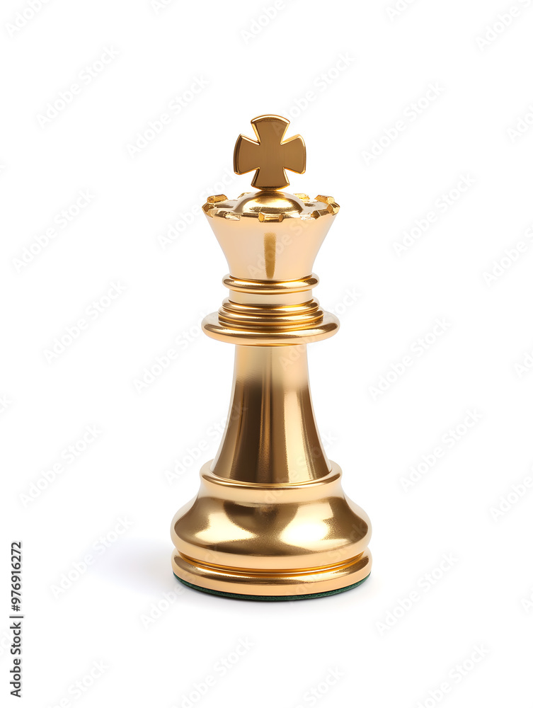 Golden chess king isolated on white background. Strategy planning and competition Golden chess king isolated on white background. Strategy planning and competition