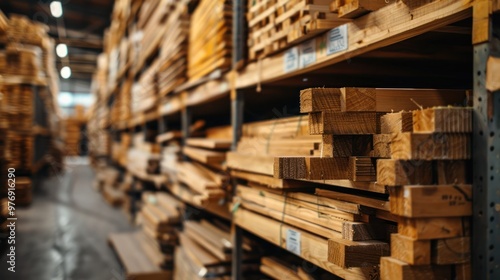 Wooden planks at sawmill warehouse