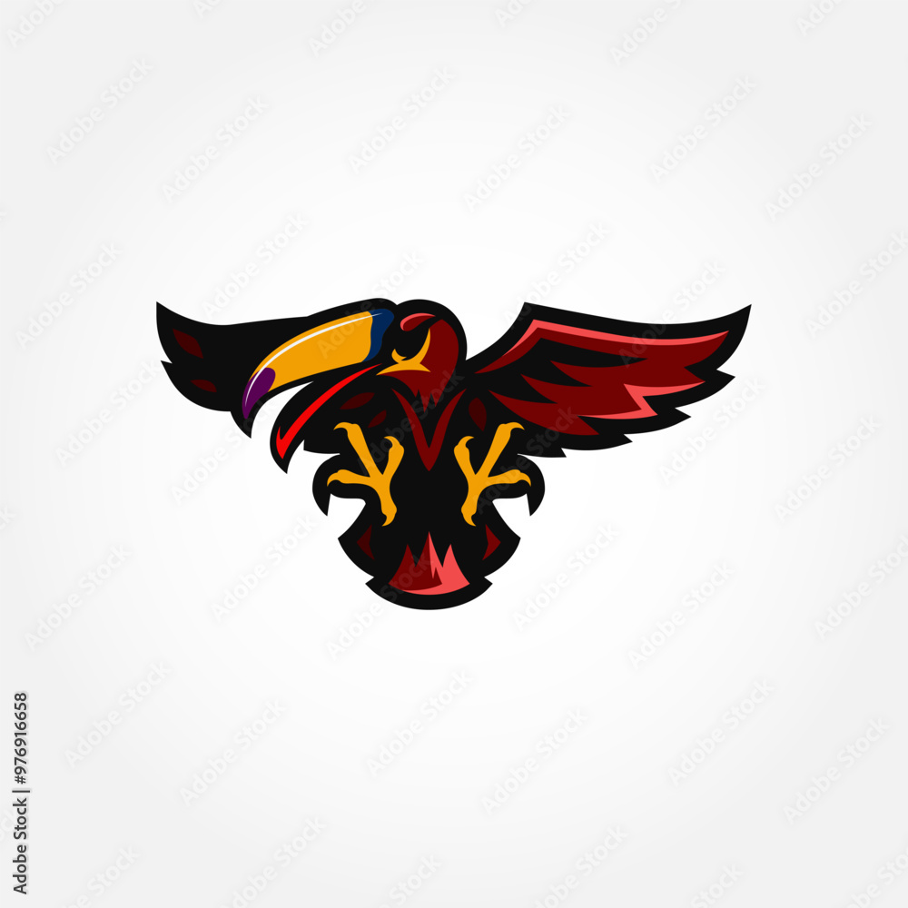 Obraz premium Logo Illustration Mascot Of Toucan With Illustration Of Basket Ball