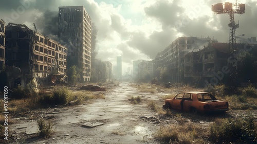 A deserted street in a post...