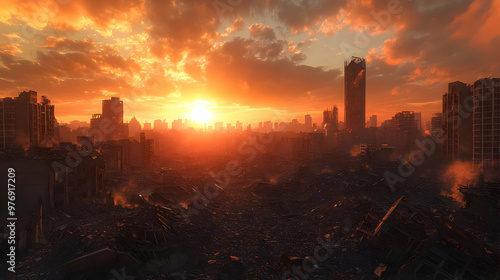 A desolate cityscape with c...