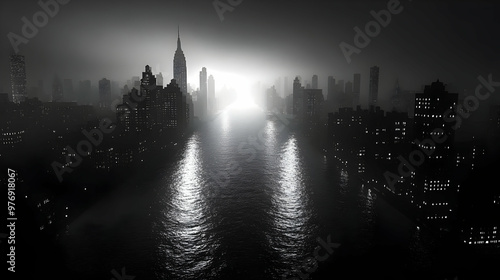 A dramatic black and white ...