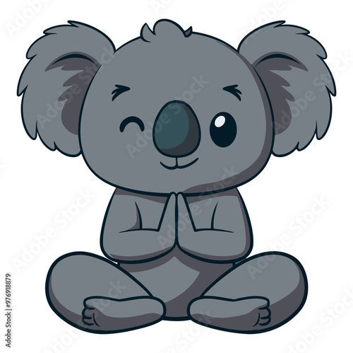 Koala Yoga Clipart. Flat Vector Illustration