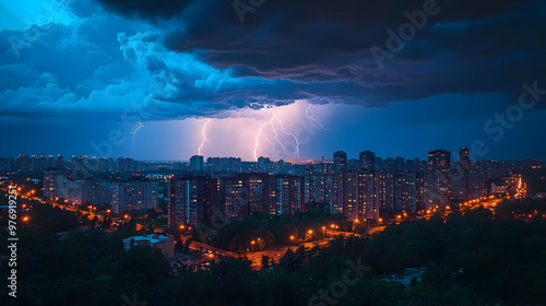 A dramatic lightning storm ...