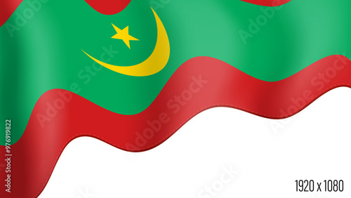 Mauritania country flag realistic independence day background. Mauritania commonwealth banner in motion waving, fluttering in wind. Festive patriotic HD format template for independence day