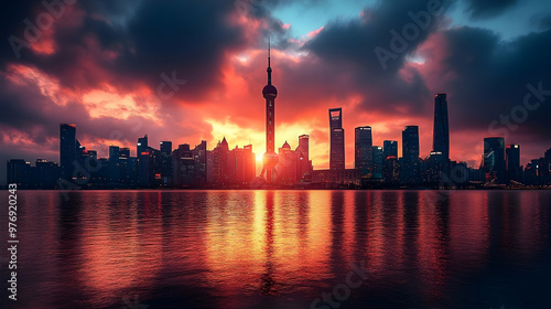 A dramatic sunrise casts a ...