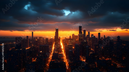 A dramatic sunset over a sp...