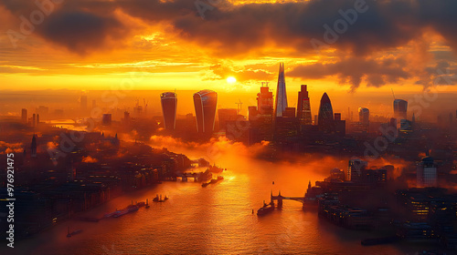 A dramatic sunset over Lond...