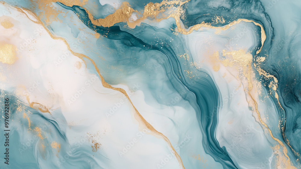 Fluid Elegance: Teal and Gold Watercolor Marble on a Neutral Canvas Fluid Elegance: Teal and Gold Watercolor Marble on a Neutral Canvas