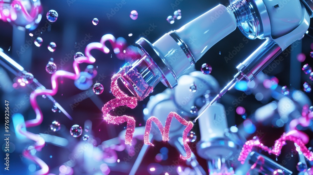 Fototapeta premium A group of researchers deploying AI to automate the synthesis and testing of genetically engineered proteins.