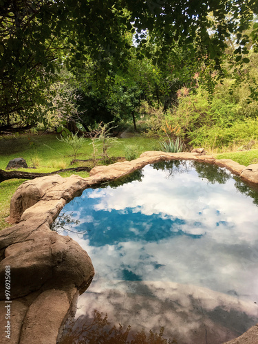Reflection of the sky in a south african puddle