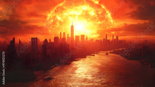 A fiery, glowing sun explod...