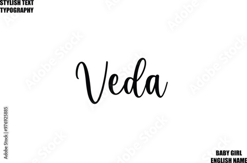 Baby Girl Name Stylish Cursive Text Typography  Veda