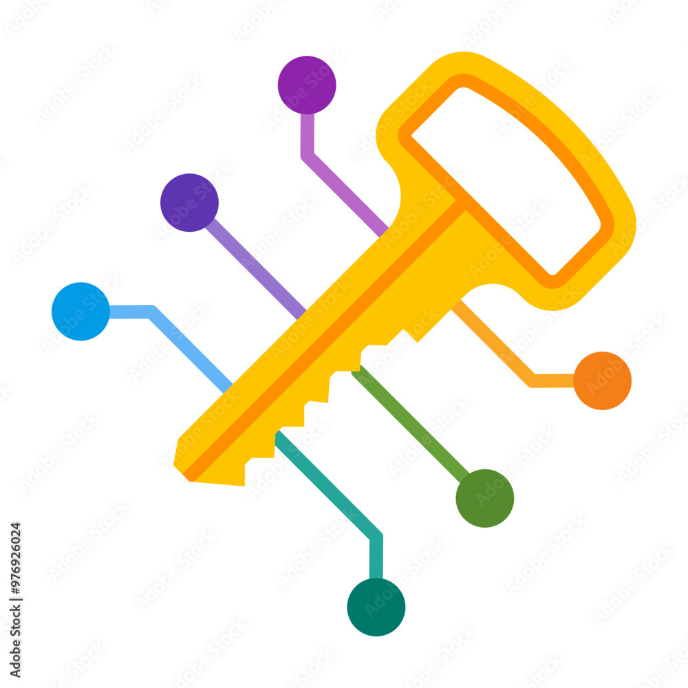 Digital Key Vector Flat Icon Design Digital Key Vector Flat Icon Design