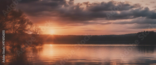 Sunset over lake