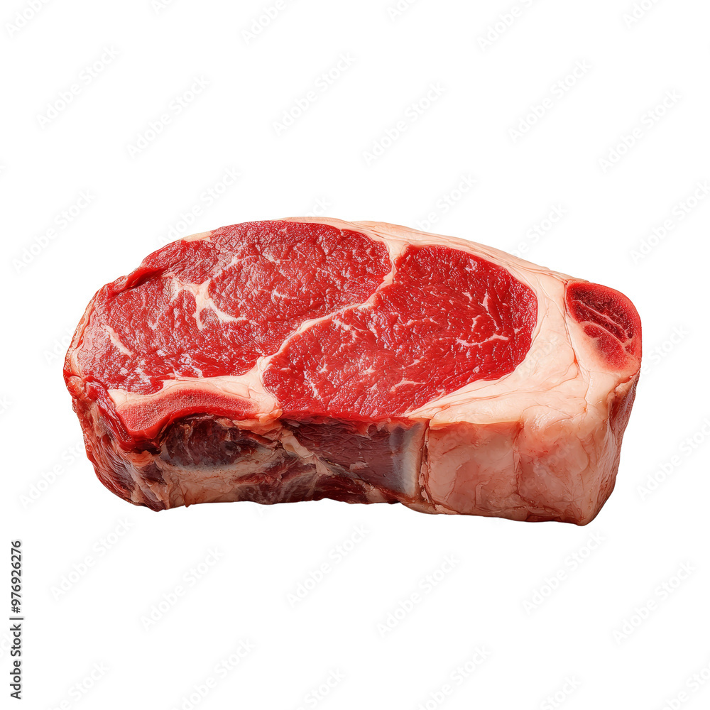 Fresh marbled beef ribeye steak on a white background Fresh marbled beef ribeye steak on a white background