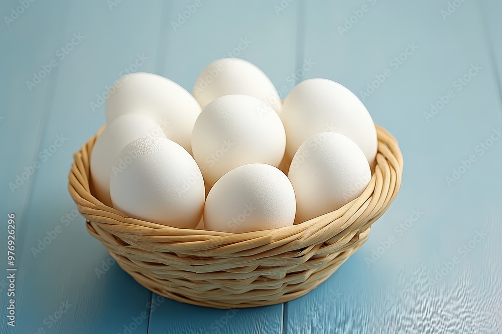 A wicker basket filled with brown and white eggs. Isolated on a white background. Perfect for Easter, cooking, or farm-related themes.. Beautiful simple AI generated image A wicker basket filled with brown and white eggs. Isolated on a white background. Perfect for Easter, cooking, or farm-related themes.. Beautiful simple AI generated image