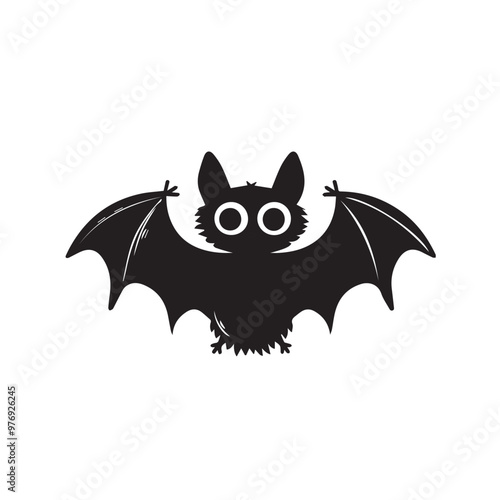 Bat in cartoon, doodle style . Image for t-shirt, web, mobile apps and ui. Isolated 2d vector illustration in logo, icon, sketch style, Eps 10, black and white. AI Generative