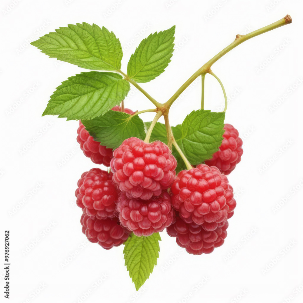 Berries of ripe raspberries on white background Berries of ripe raspberries on white background