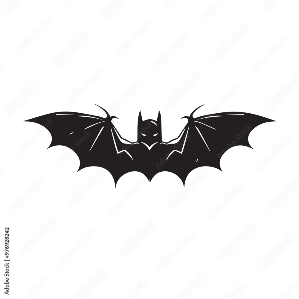 Fototapeta premium Bat in cartoon, doodle style . Image for t-shirt, web, mobile apps and ui. Isolated 2d vector illustration in logo, icon, sketch style, Eps 10, black and white. AI Generative
