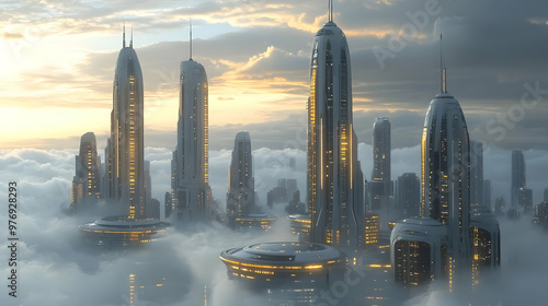 A futuristic city with skys...