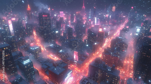 A futuristic cityscape at n...