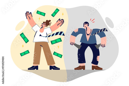 Problem of social inequality in society and large difference in income between rich and poor people