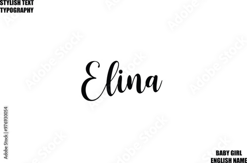 Baby Girl Name Stylish Cursive Text Typography  Elina