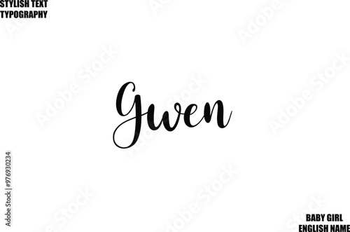 Baby Girl Name Stylish Cursive Text Typography  Gwen photo