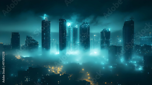 A futuristic cityscape with...