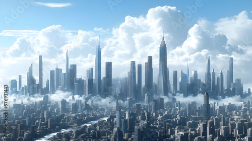 A futuristic cityscape with...