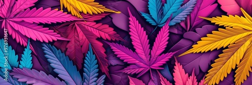 Cannabis leaf, Marijuana leaves isolated on colored back