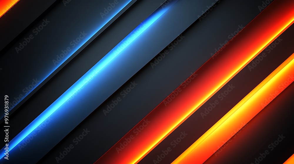 Abstract Diagonal Lines with Glowing Blue and Orange Accents Abstract Diagonal Lines with Glowing Blue and Orange Accents