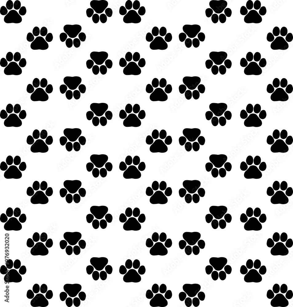 Fototapeta premium Texture illustration with pattern of pet footprints along the path. Minimalist art for background or fabric print