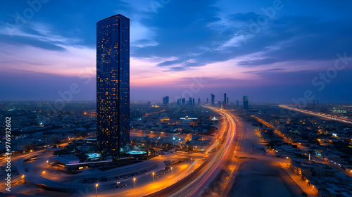 A high-rise building in a c...