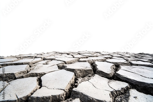 Dry Cracked Ground under White Sky, Drought and Desolation photo