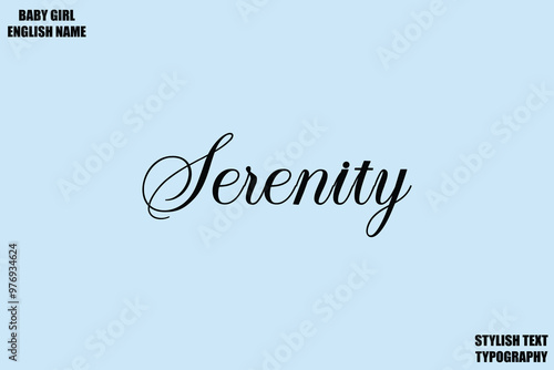 Baby Girl Name Stylish Cursive Text Typography  Serenity