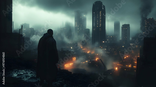 A lone figure stands on a r...
