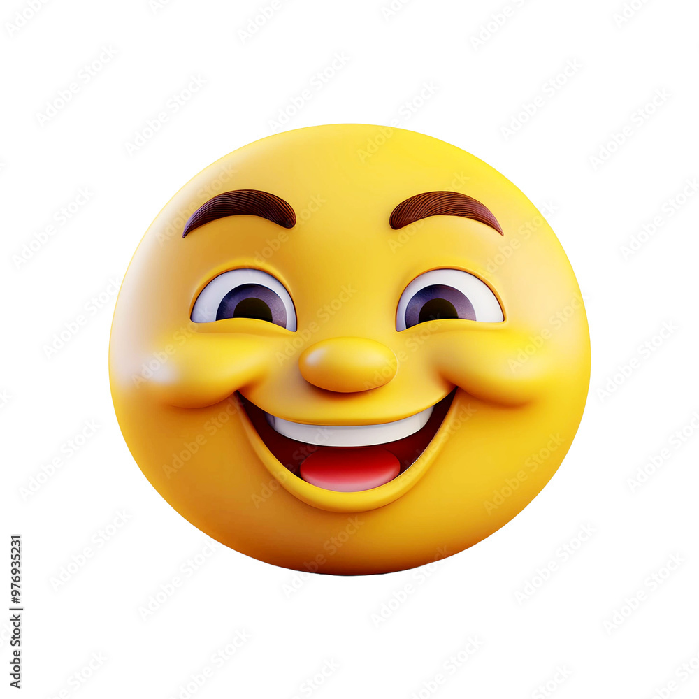 Fototapeta premium happy laughing emoticon on white background . 3d rendering