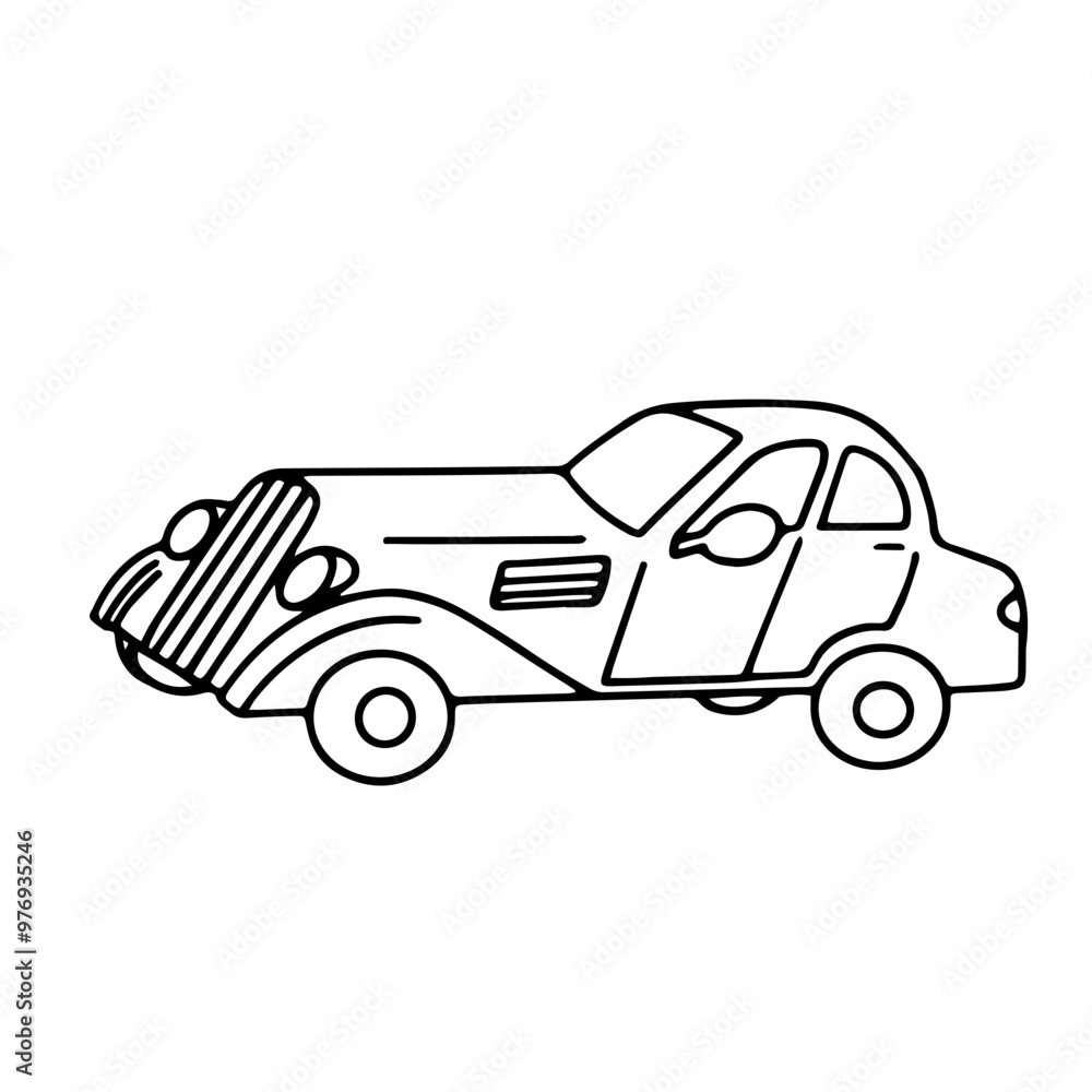 Vector drawings. cartoon drawing of a car. Retro car, doodle. transport. Children's coloring book. coloring page Vector drawings. cartoon drawing of a car. Retro car, doodle. transport. Children's coloring book. coloring page